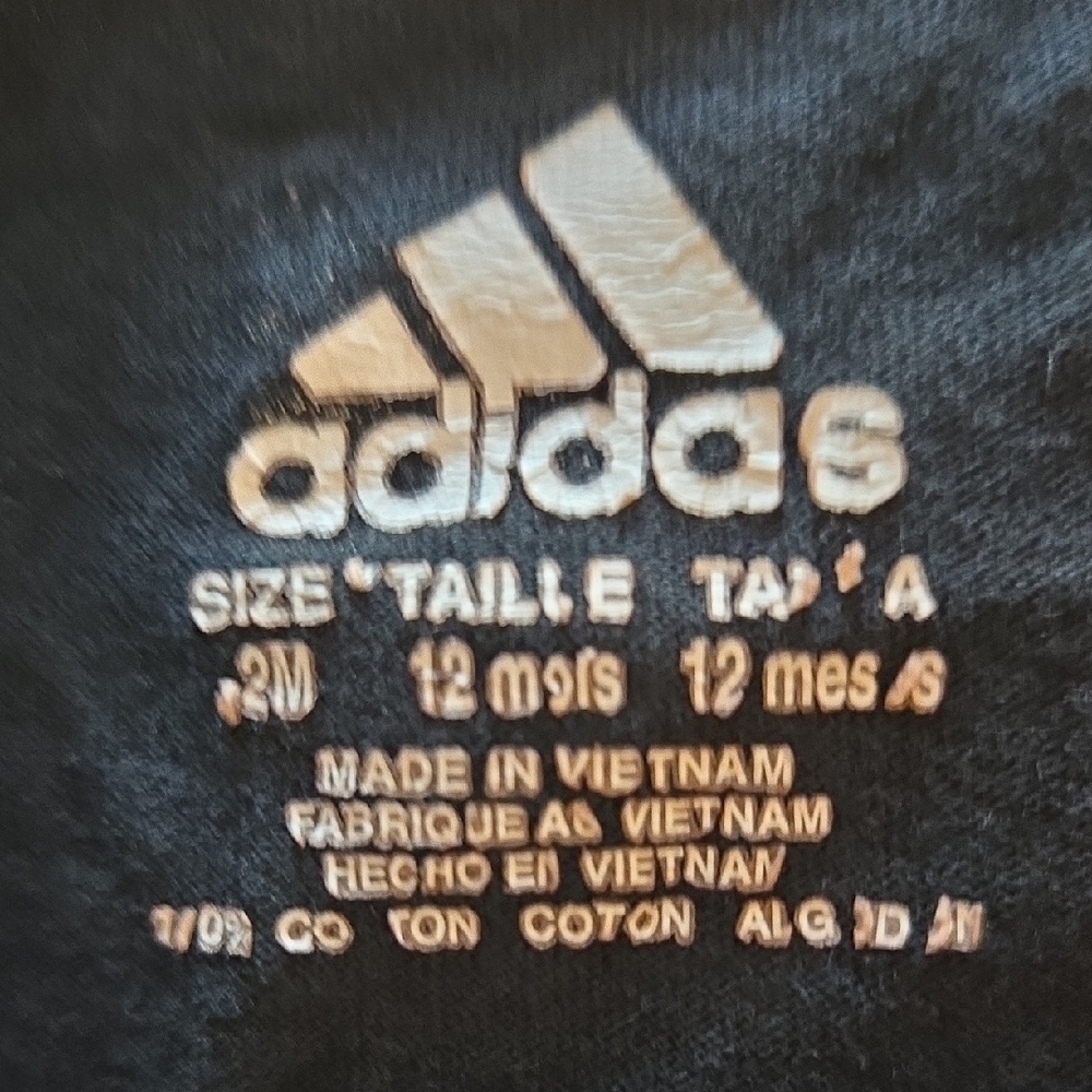 Adidas 12m B&W Old Skool Monogram Unisex Long Sleeve/Pants Onesie - Picture 7 of 7